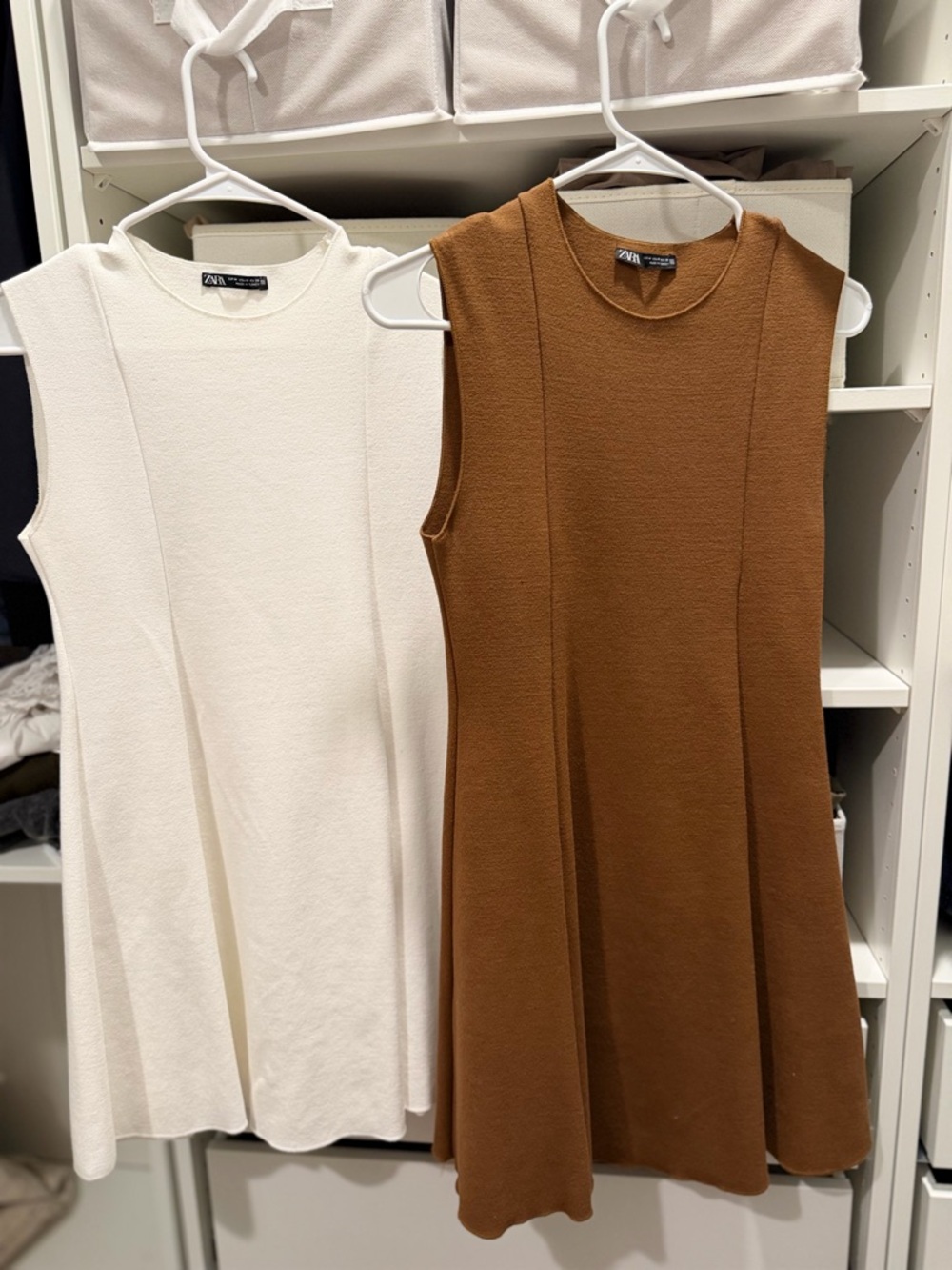 Zara A-Line Dress -  Brown & White